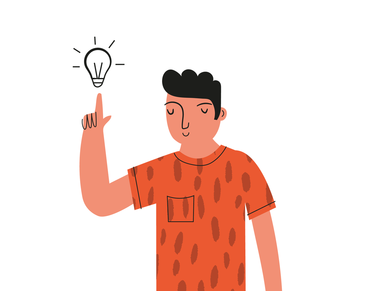 Innovationsledning - Illustration av man med idé-glödlampa.